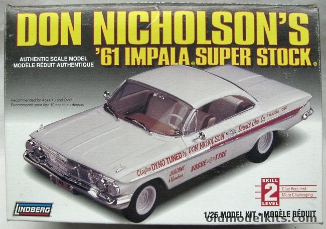 Lindberg 1/25 1961 Chevrolet Impala Super Stock - Don Nicholson, 72175 plastic model kit